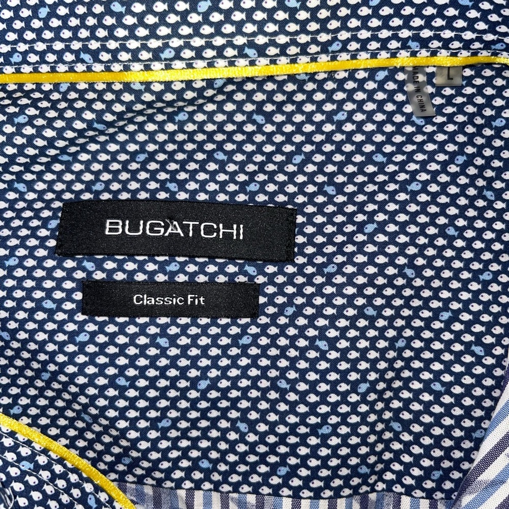 🔥BUGATCHI Men’s Casual Shirt Sz Large Short Sleeve - Picture 4 of 9
